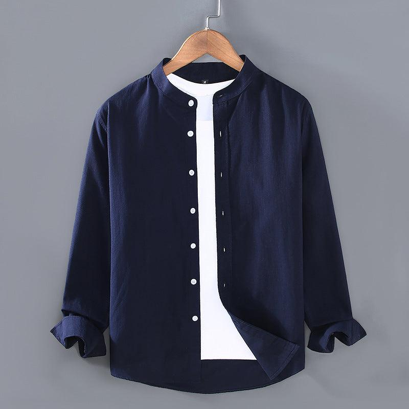 Spring And Autumn Thin Stand-up Collar Long-sleeved Men's Shirt - Hipster Collections