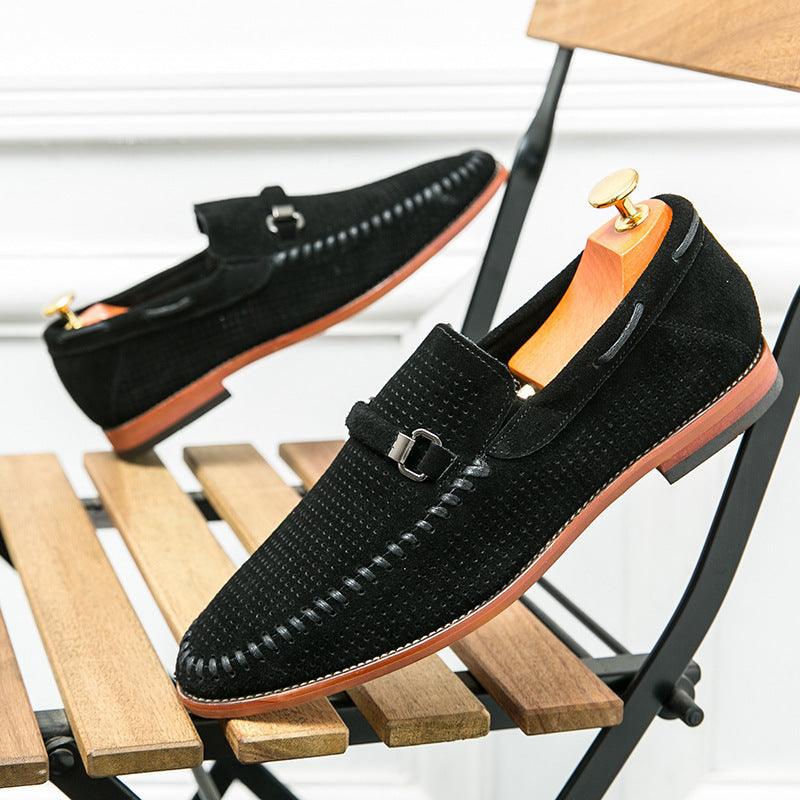 Punching Breathable Slip On Leather Shoes British - Hipster Collections