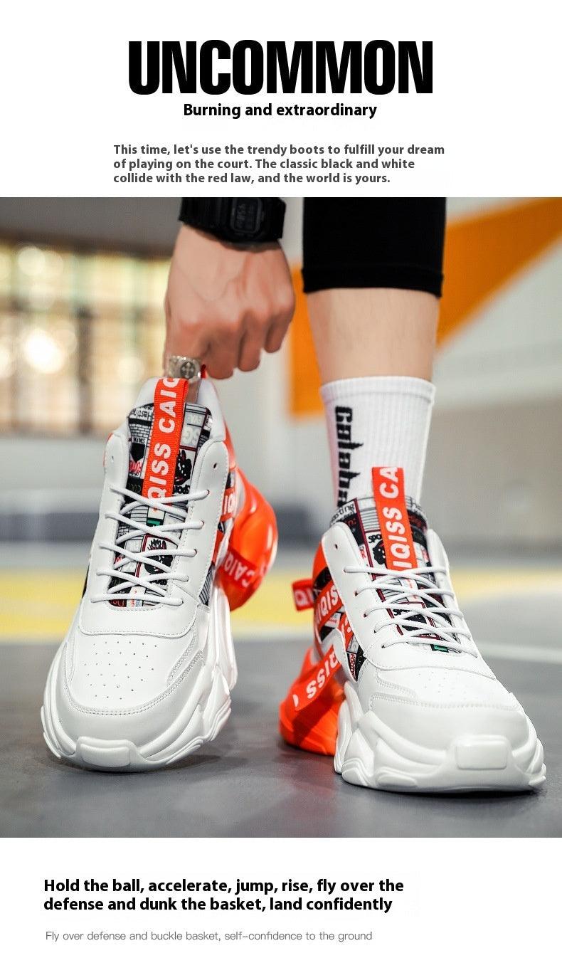 High-top Leather Basketball Shoes Velvet Warm Cotton Shoes Heighten Casual Shoes - Hipster Collections