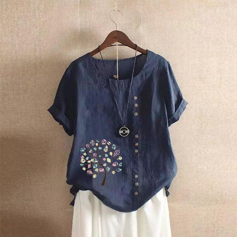 Women's Retro Plus Size Casual Loose Cotton-linen Shirt - Hipster Collections