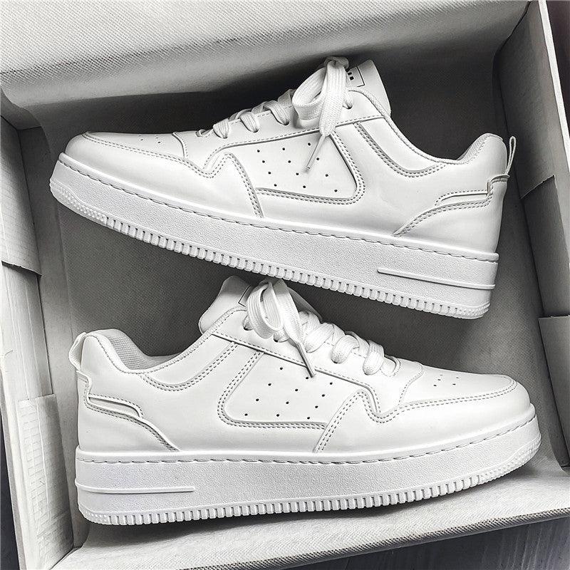 Leather Breathable Teen Trend All-matching Platform White Shoes - Hipster Collections