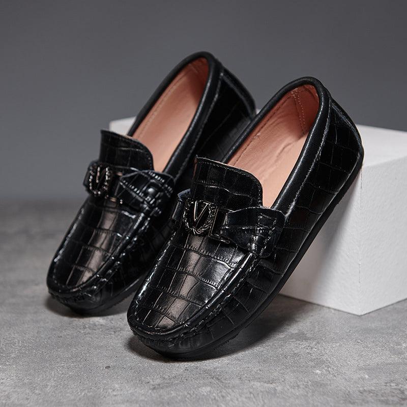 Children's Shoes Peas Shoes Children's Slip-on Leather Shoes - Hipster Collections