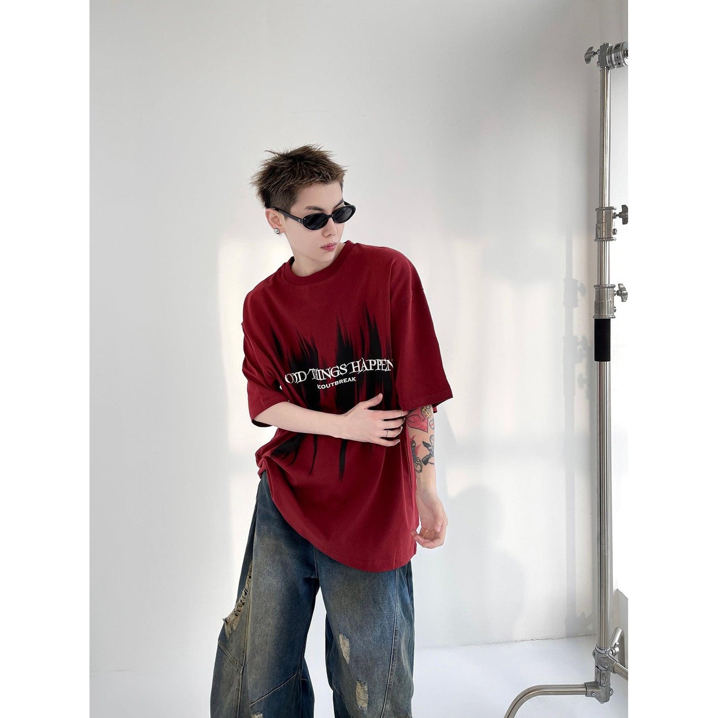 American Retro Washed Make Old Ripped Jeans Men's Summer Loose Straight - Hipster Collections