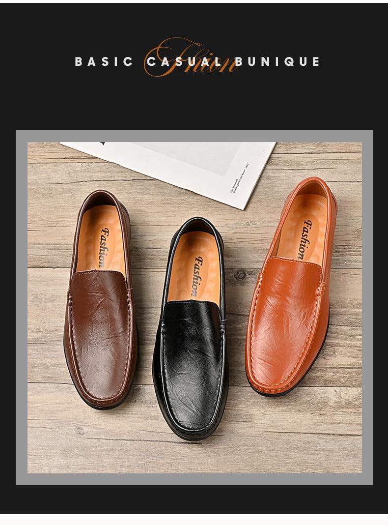 Men's Shoes Plus Size Cowhide Slip-on Driving Shoes Lightweight Retro Easy Matching Gommino Breathable - Hipster Collections