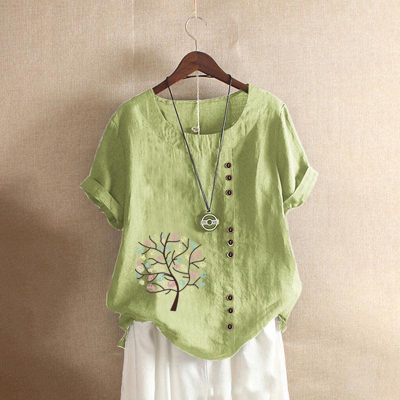 Women's Retro Plus Size Casual Loose Cotton-linen Shirt - Hipster Collections