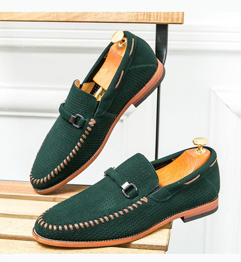 Punching Breathable Slip On Leather Shoes British - Hipster Collections