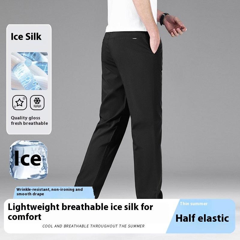 Thin Ruyi Waist Straight Business Casual Trousers Men's Summer Breathable Sun Protection - Hipster Collections