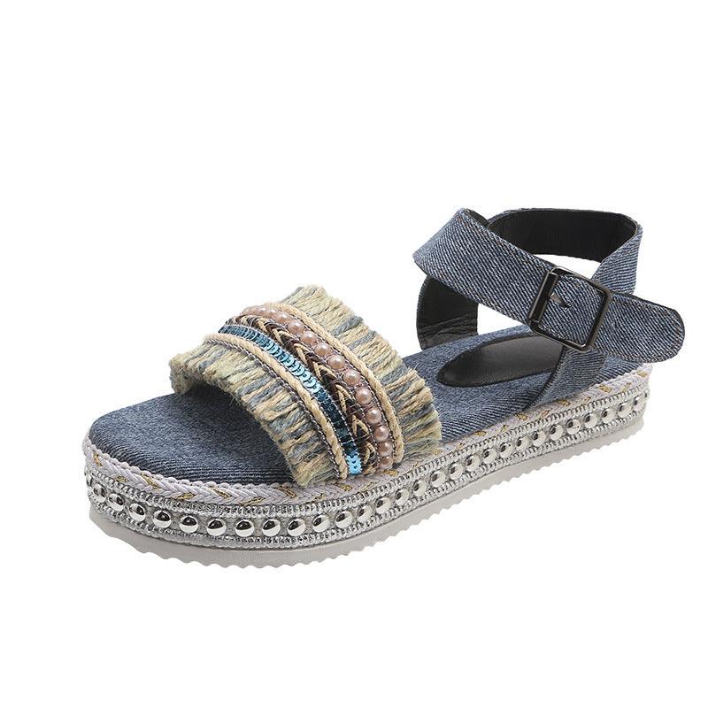 Tassel Denim Sandals - Hipster Collections