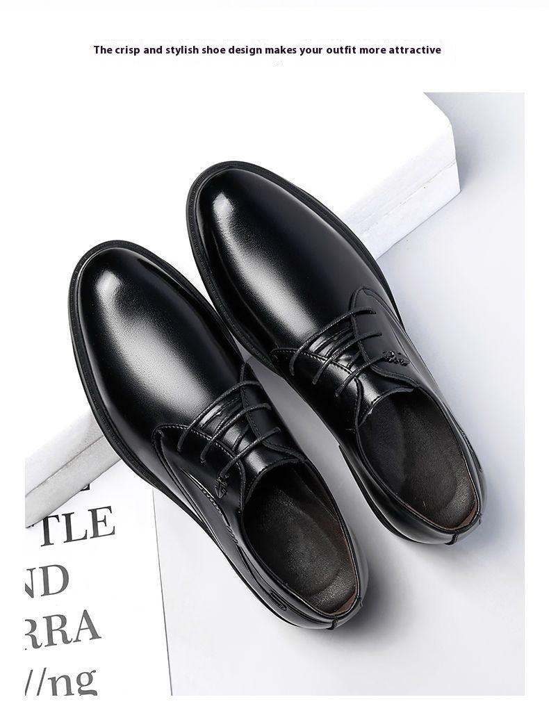 Men's Business Leather Shoes Men's Black Casual Genuine Cowhide Formal Wear Korean Fashion Shoes - Hipster Collections