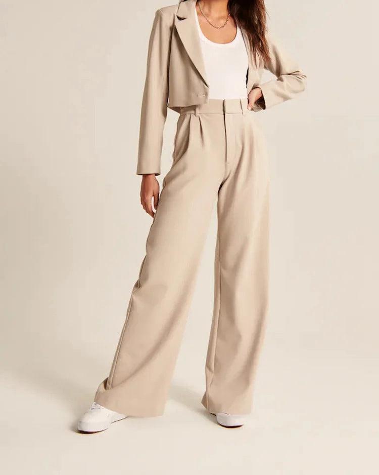 High Waist Straight Trousers With Pockets Wide Leg Casual Pants For Women - Hipster Collections
