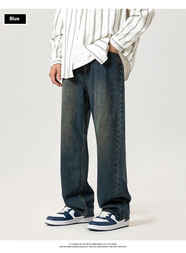 Washed Jeans Men's Spring American Wide Leg Leisure - Hipster Collections
