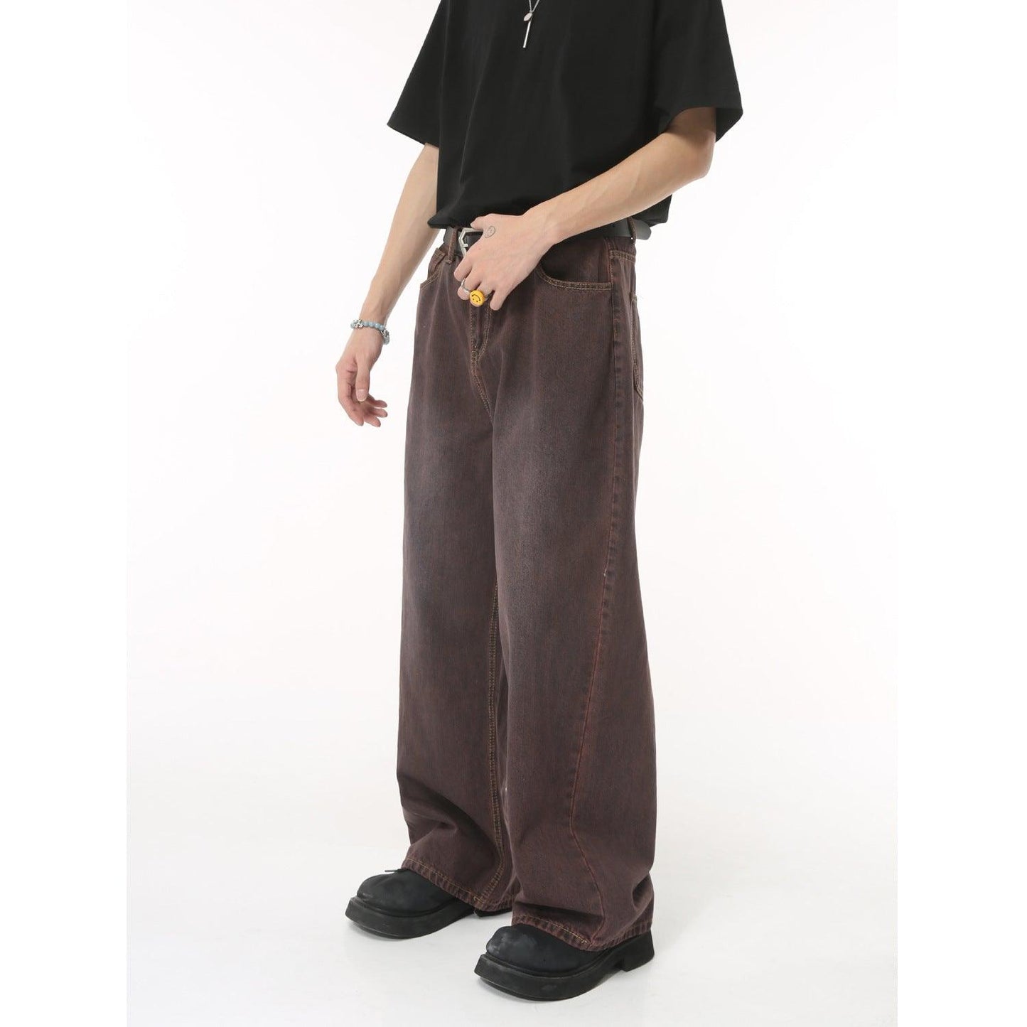 Men's Simplicity Basic Style Straight Loose Niche Purple Jeans - Hipster Collections