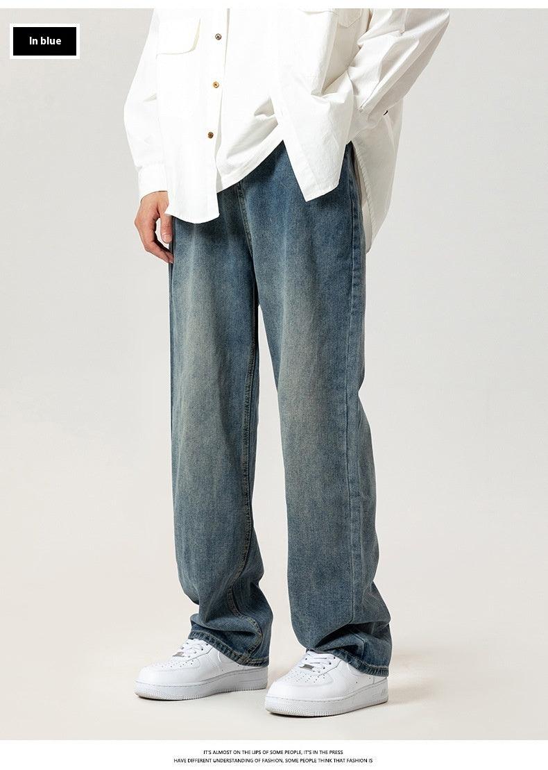 Washed Jeans Men's Spring American Wide Leg Leisure - Hipster Collections