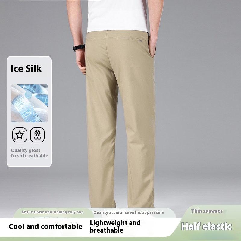 Thin Ruyi Waist Straight Business Casual Trousers Men's Summer Breathable Sun Protection - Hipster Collections