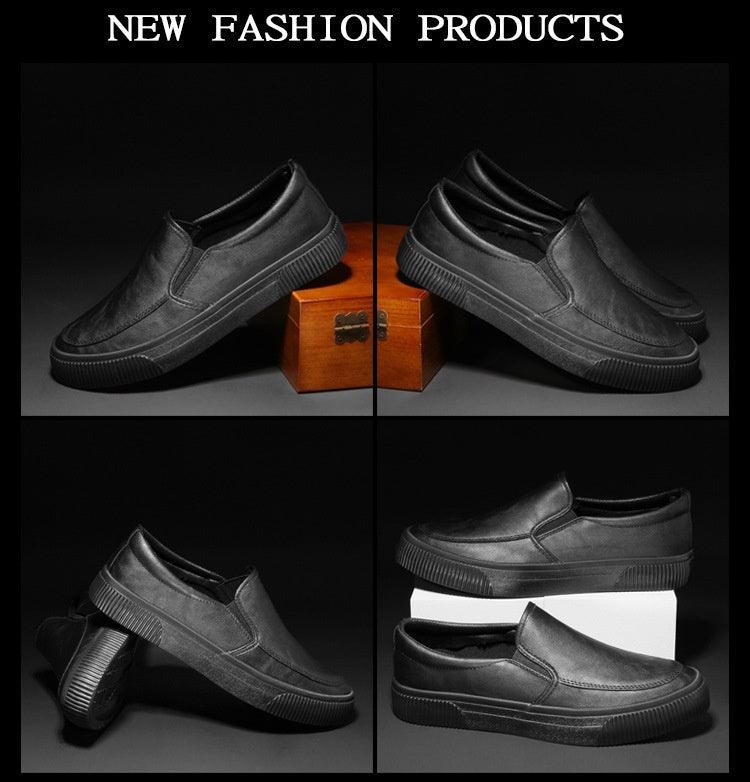 All-matching Men's Leather Shoes Breathable Casual Fashion Low-top Sneakers - Hipster Collections