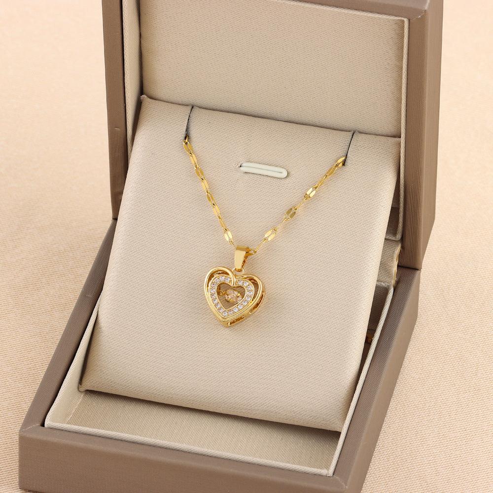 Double-layer Smart Love Pendant Titanium Steel Necklace - Hipster Collections