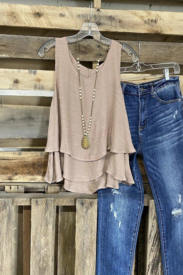 Women's Casual Vest Fake Two-piece Double-layer Cotton And Linen Sleeveless T-shirt - Hipster Collections