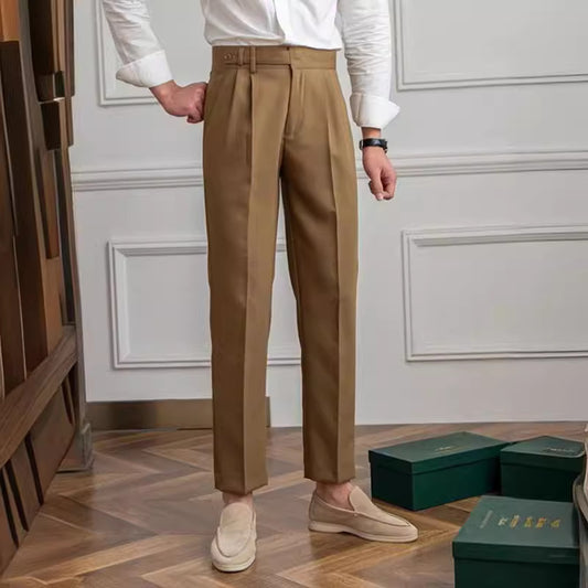 Casual Suit Pants Men's Paris Buckle Straight Business Small Suit Pants Naples Non-ironing All-match Suit Pants - Hipster Collections