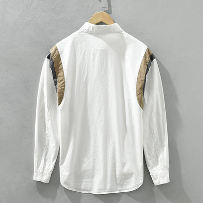 Stitching Contrast Color Japanese Style Long Sleeve Shirt - Hipster Collections