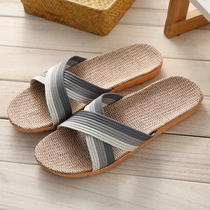 Linen Slippers Home Couple Indoor Wooden Floor Home Thick-soled - Hipster Collections