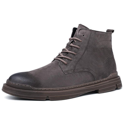 Round Toe Top Layer Cowhide Casual Men's Leather Boots - Hipster Collections