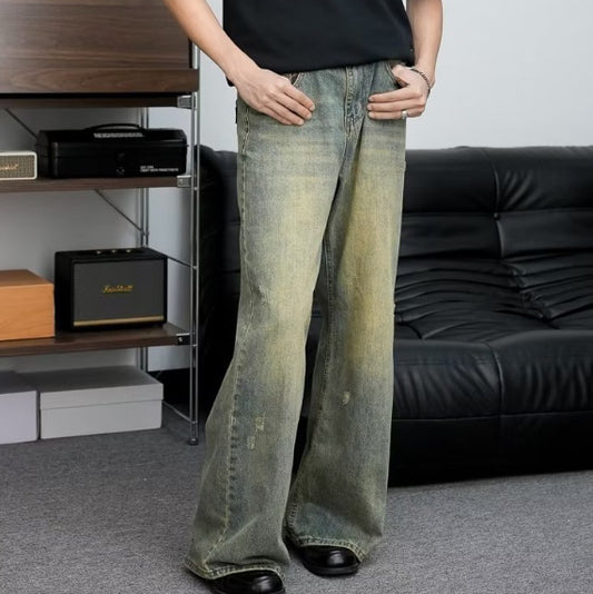 Loose All-match American Retro Distressed Wide-leg Jeans For Men