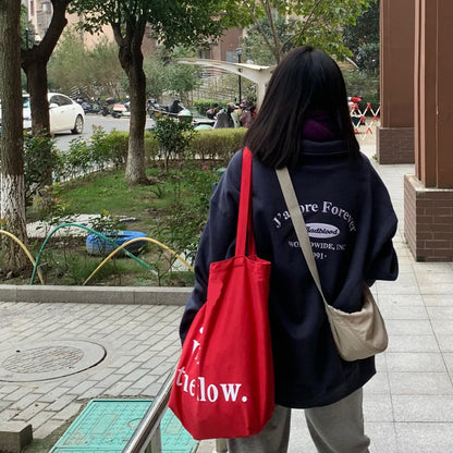 Japanese Style Red Textured Canvas Shoulder Bag - Hipster Collections