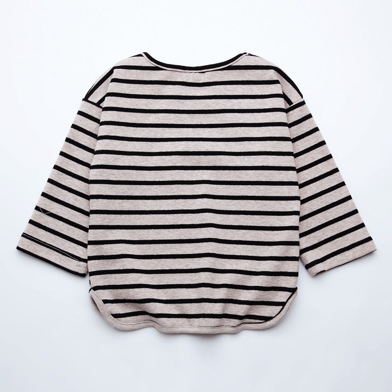 Fashion Striped Print Kids Baby Girls Clothes Cotton Long Sleeve T Shirts