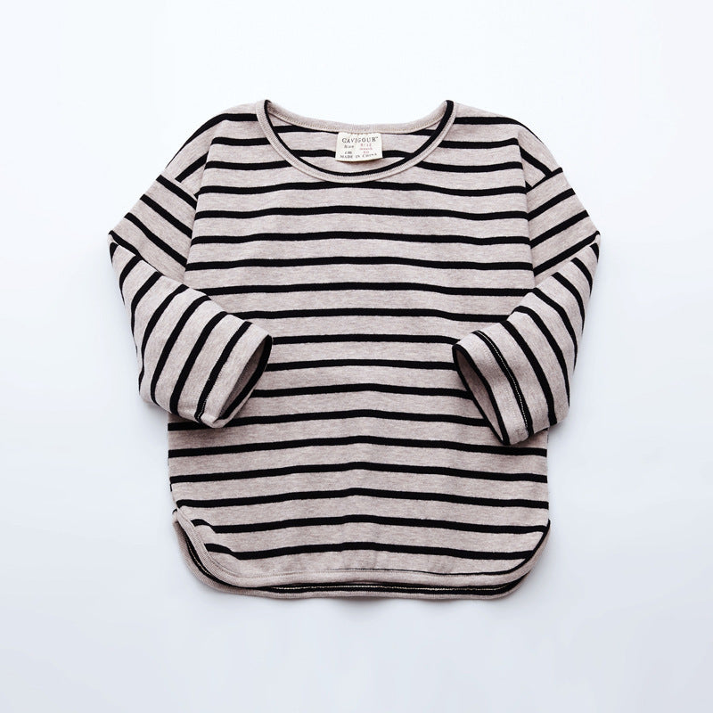 Fashion Striped Print Kids Baby Girls Clothes Cotton Long Sleeve T Shirts