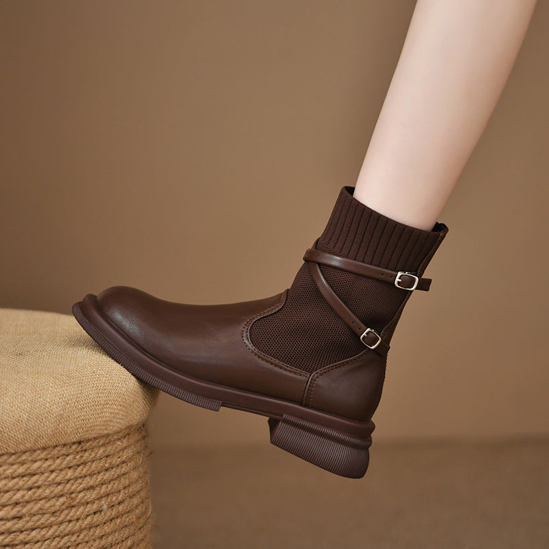 Retro Platform Knitted Martin Boots For Women - Hipster Collections