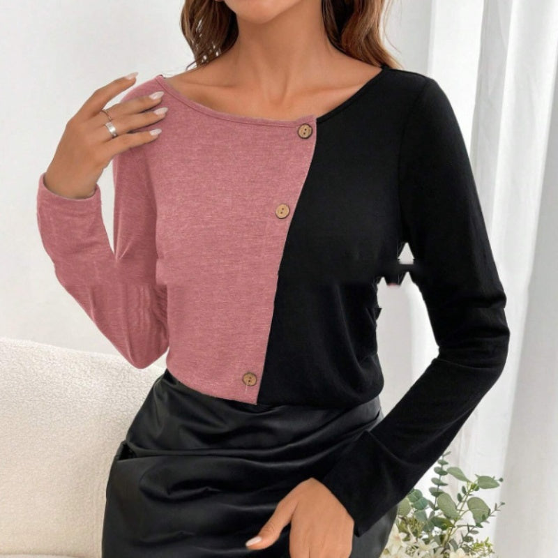 New Round Neck Knitted Spring And Autumn Bottoming Top T-shirt