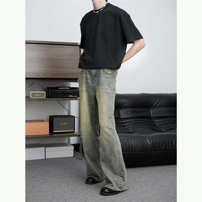 Loose All-match American Retro Distressed Wide-leg Jeans For Men