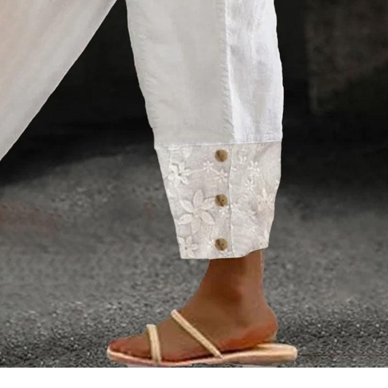 Women's Cropped Pants Casual Loose All-matching Elastic Waistband Trousers - Hipster Collections