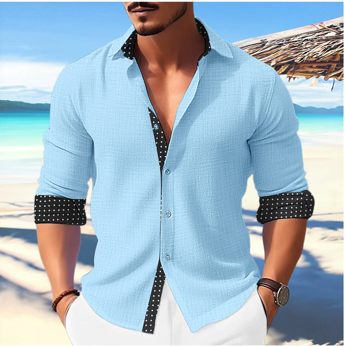 Casual Fashion Trends 3D Printed Men's Long Sleeve Shirt - Hipster Collections