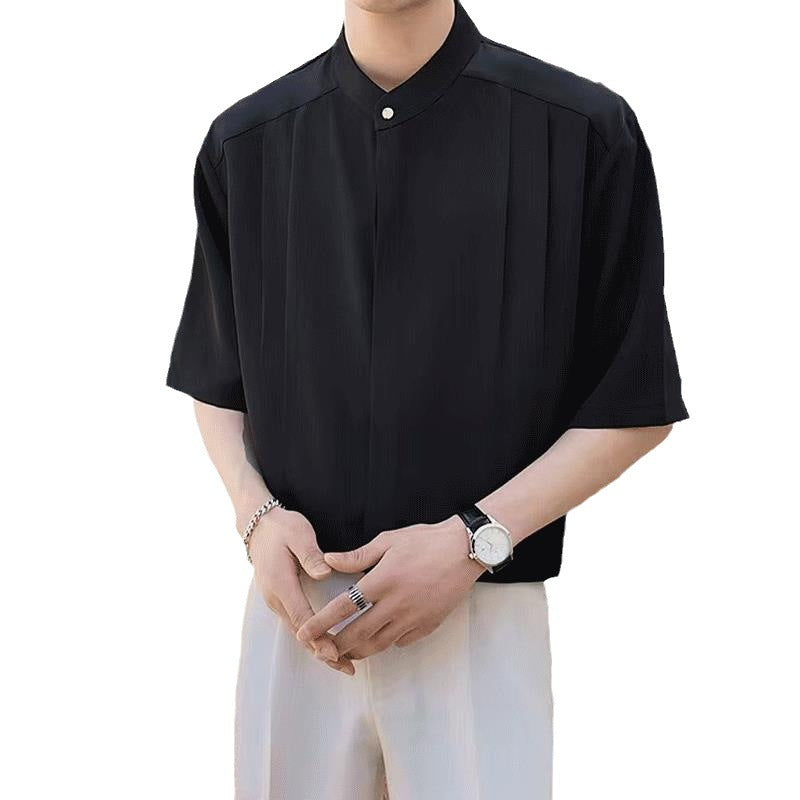 Men's Summer Stand Collar High-grade Casual Short-sleeved Shirt - Hipster Collections