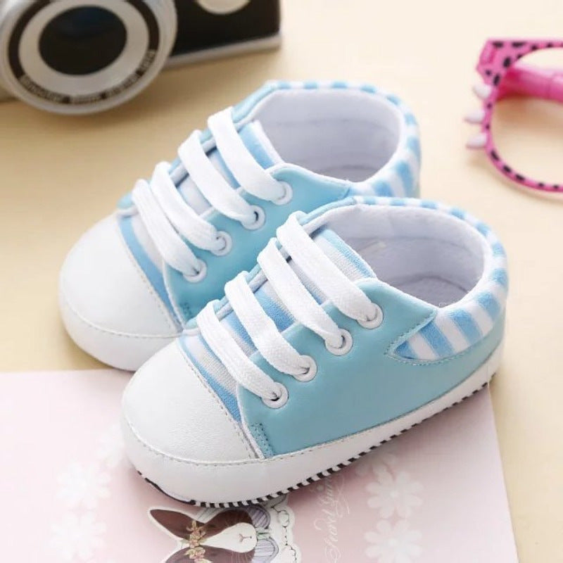 Unisex Cotton Cartoon Baby Toddler Shoes With Lace-up Canvas Shoes