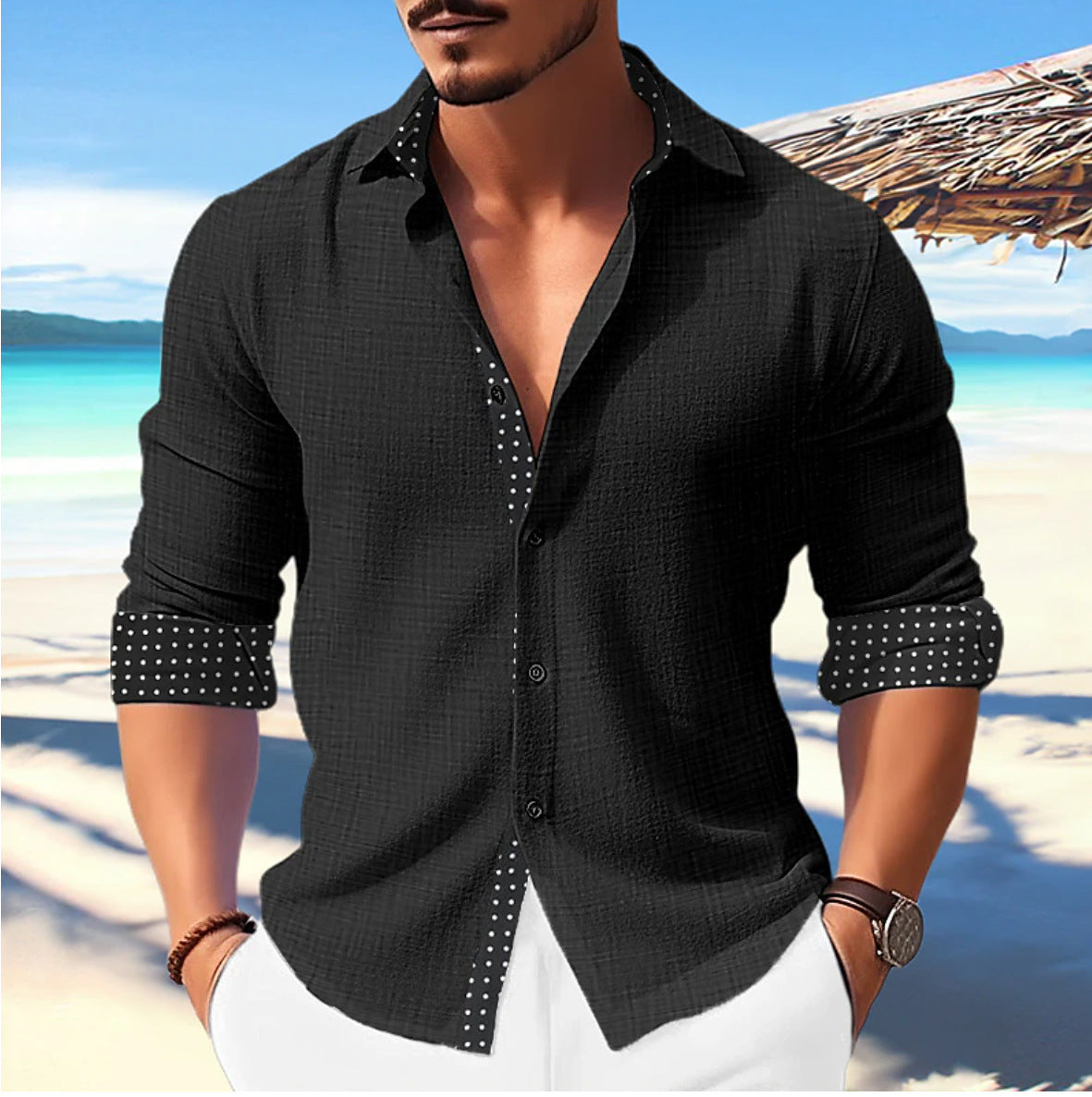 Casual Fashion Trends 3D Printed Men's Long Sleeve Shirt - Hipster Collections