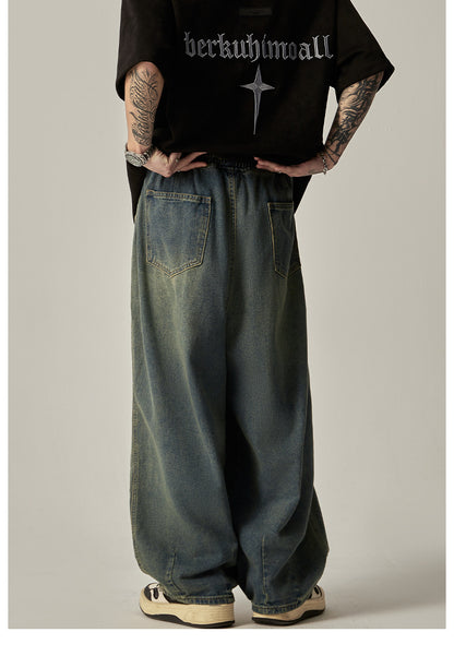 High Street Retro Washed Distressed Wide-leg Jeans