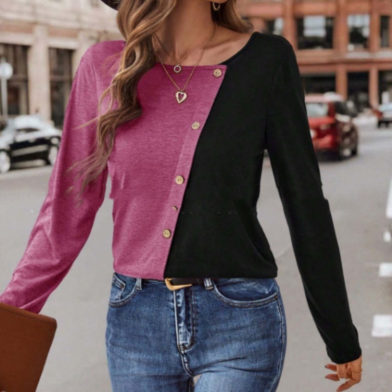 New Round Neck Knitted Spring And Autumn Bottoming Top T-shirt