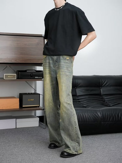 Loose All-match American Retro Distressed Wide-leg Jeans For Men