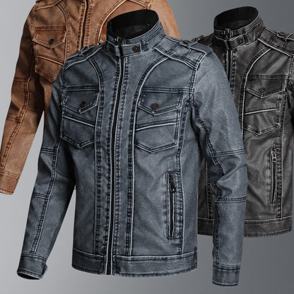 Thick PU Leather Coat Men's Fashion Casual - Hipster Collections