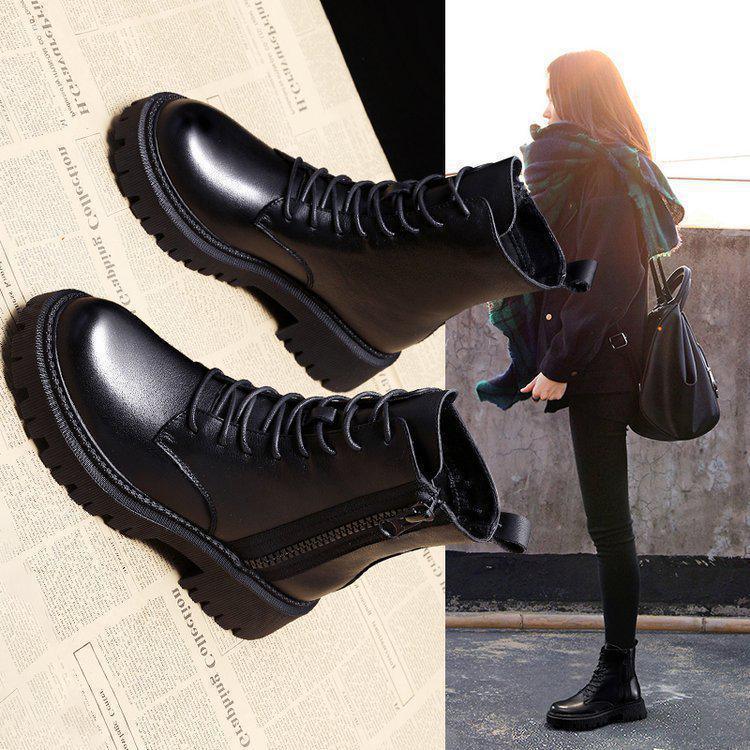 Velvet Motorcycle Girl Short Boots - Hipster Collections