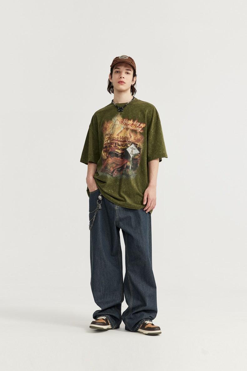 Summer Primary Color Loose Street Wide Leg Jeans - Hipster Collections