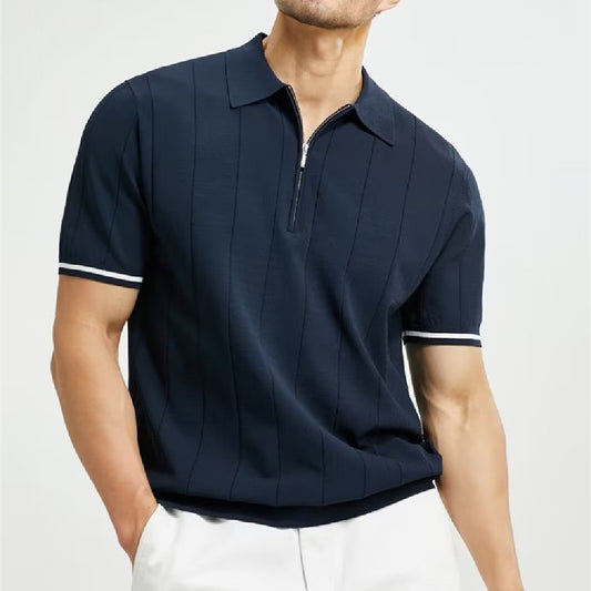 Short-Sleeved Polo Zipper T-shirt - Hipster Collections