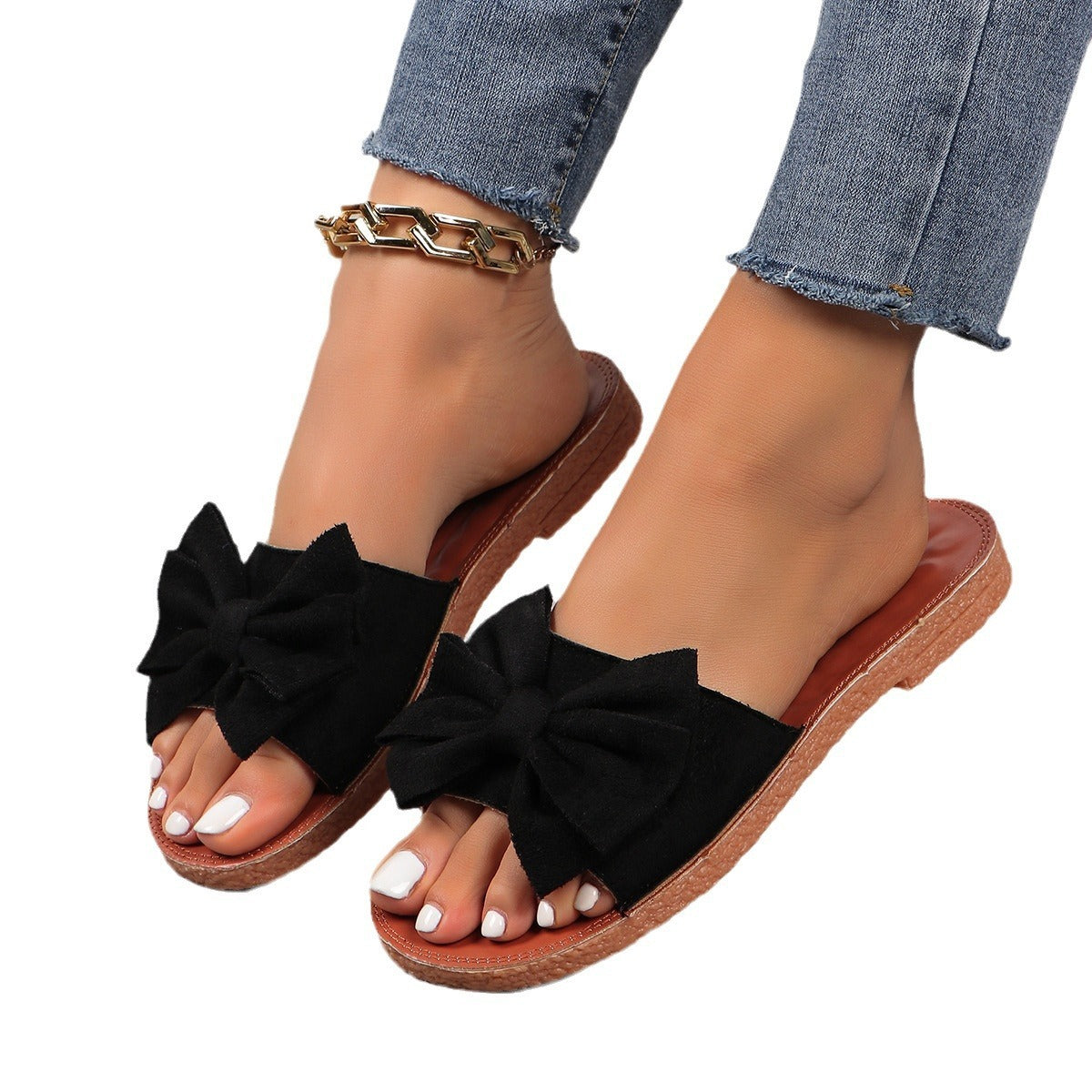 Women's Cute Platform Beach Bow Flat Slippers - Hipster Collections