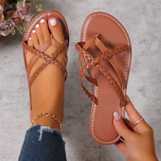 Cross-woven Design Thong Sandals - Hipster Collections