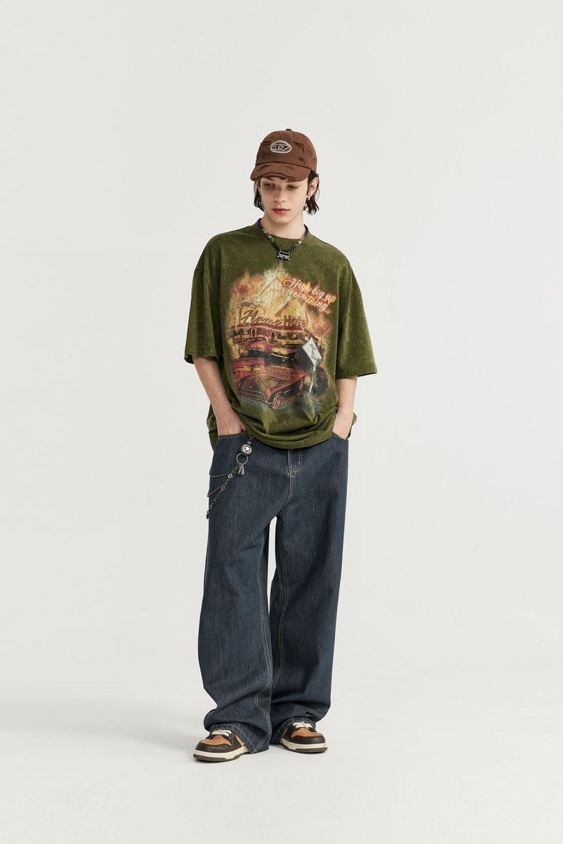 Summer Primary Color Loose Street Wide Leg Jeans - Hipster Collections