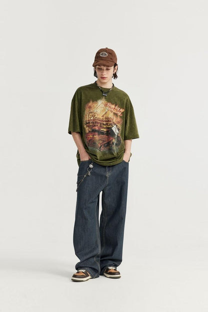 Summer Primary Color Loose Street Wide Leg Jeans - Hipster Collections