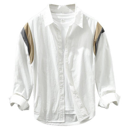 Stitching Contrast Color Japanese Style Long Sleeve Shirt - Hipster Collections