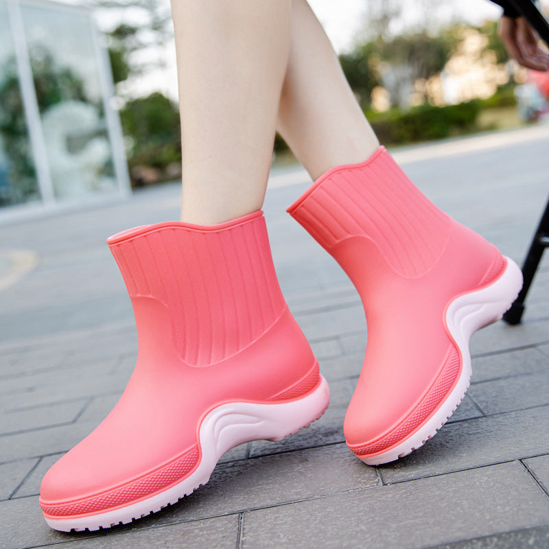 Women's Mid-calf Waterproof Soft-soled Rain Boots - Hipster Collections